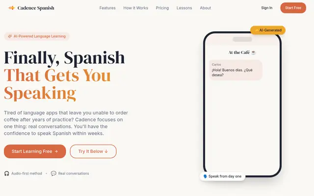 Screenshot of Cadence Spanish