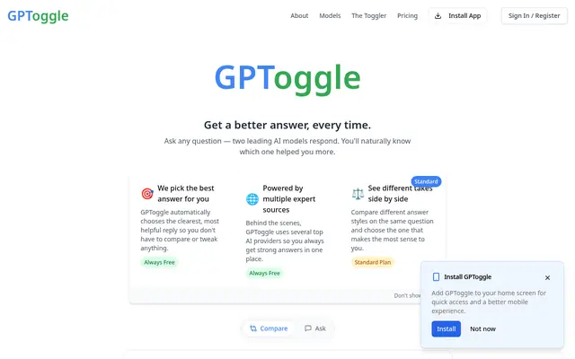 Screenshot of GPToggle