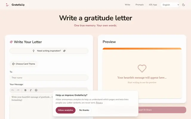 Screenshot of grateful.ly