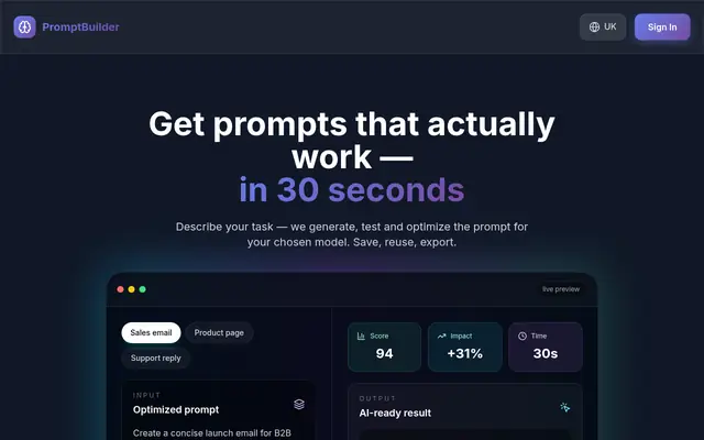 Screenshot of PromptBuilder