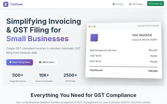 Screenshot of TaxEase