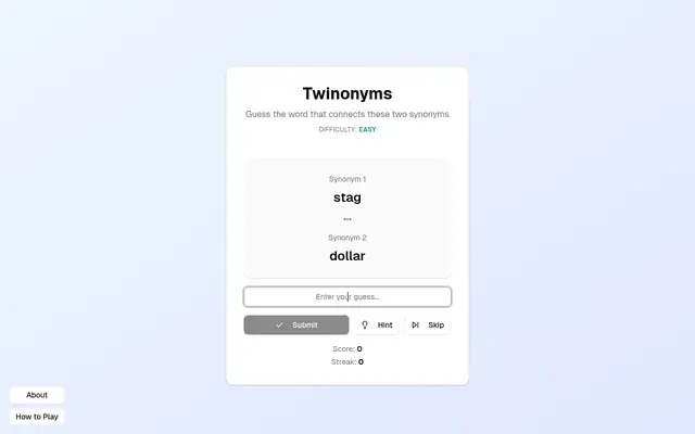 Screenshot of Twinonyms
