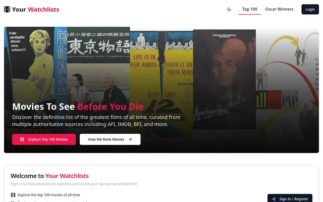 Screenshot of Your Watchlists