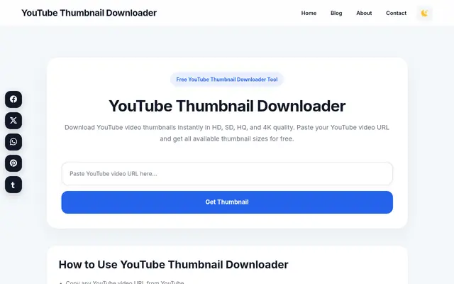 Screenshot of youtubethumbnail-downloader.com